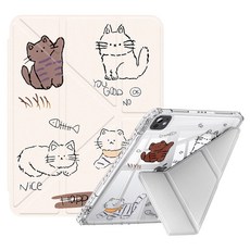 vXTRA 飛創 素描毛孩Y折變形立架平板皮套 筆槽版, 1個, 傲嬌喵