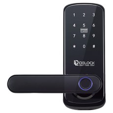 韓國 DELOCK 指紋辨識 免鑽孔 木門用 雙重認證 語音提示 電子門鎖 Y10 + 卡片鑰匙 2入 + 緊急鑰匙 2入 套組, 顧客自行安裝