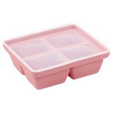 Big Buck 矽膠副食品方塊冰塊盒 4格, 1個, 粉紅色, 360ml