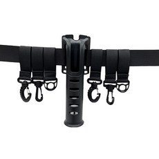 soonZAM 腰帶釣魚竿插架支架 6孔多功能釣竿支架腰帶釣魚竿組, 黑色