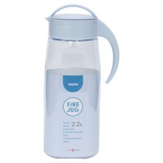 TAKEYA 日本製 手柄式 可橫放 大容量 冰箱冷水壺, 1個, 2.2L, 淺藍色
