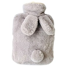 Solle 可愛熱水袋 暖水袋 淺灰色 2L 31.6 x 19.6 x 2 cm, 1個