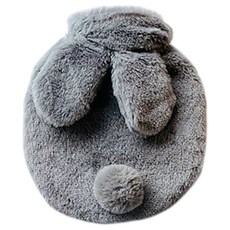 Solre 可愛熱水袋 熱水袋 灰色 1.2L 圓形 20 x 28 x 2 cm, 1個