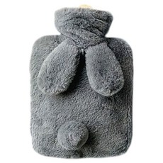 Solle 可愛熱水袋 暖水袋 灰色 2L 31.6 x 19.6 x 2 cm, 1個