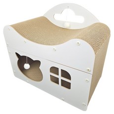 PETSMON 貓咪開放式弧形屋型抓板, 1個, 白色