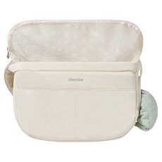 likalika 寵物堅固半月形斜揹包 坐墊, 1個, 奶油色(包), 薄荷綠(坐墊)