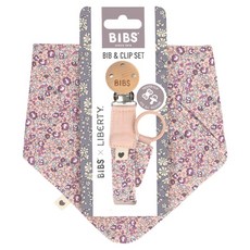 BIBS Liberty Bandana Bib Bundle有機棉圍兜 奶嘴鍊組, 1個, 2個裝, 腮紅