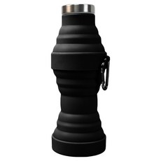 DAONLIV 可折疊矽膠便攜式戶外運動水瓶, 1個, 黑色, 500ml