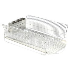 hanauta 不鏽鋼碗碟架 附瀝水盤 橫放式, 1個, 銀色