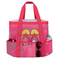 Inart 雙層收納網眼瀝水包, 全熱粉色