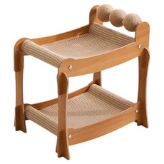 黃麻雙層床貓抓架 夏日熱款 大號 附三個劍麻球, 1個, 棕色