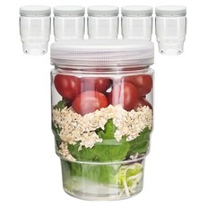 미르코리아 국산 후르츠팟 샐러드 밀프랩 도시락통 투명 용기 화이트, 6개, 550ml
