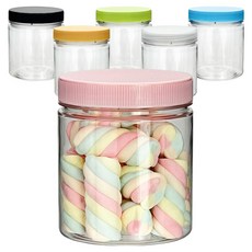 미르코리아 팜스 원형 입구넓은 투명 플라스틱 밀폐용기 400ml 세트 혼합색상, 1세트, 6종