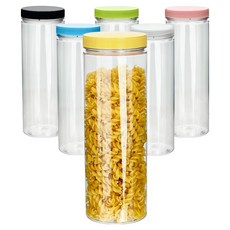 mir Farms 圓形寬口透明塑膠密封容器 1200ml 套組 混合顏色, 1套, 6種