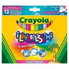 Crayola 繪兒樂 可水洗彩色筆 粗錐頭 熱帶色系, 12個, 1組