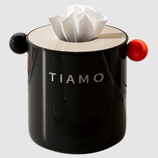 SokSokChaeum 圓形捲筒衛生紙盒 13 x 13 x 13 cm, 黑色, 1個