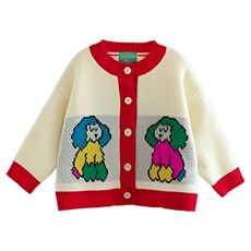 ILoveJ Melmel 兒童繽紛小狗針織開襟衫