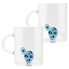 이첸도르프밀라노 데저트 선인장 내열 손잡이 머그컵 450ml, 블루, 2개