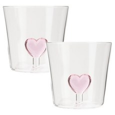 이첸도르프밀라노 쿠오레 하트 내열 유리컵 325ml, 핑크, 2개