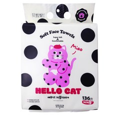 BESSNI 貝皙妮 加厚抽取式一次性潔面巾 136張, 1個, NEKO醬