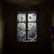 PARTYSHOW 萬聖節裝飾橫幅 蜘蛛網窗戶B款, 混色