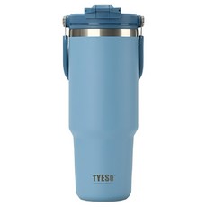 TYESO 泰碩 二代 304不鏽鋼手提保溫冰霸杯, 天空藍, 900ml, 1個