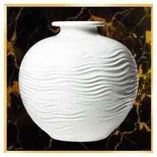 물결 달항아리 그림액자 골드마블 + 프레임 세트, 유광 골드