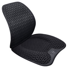 ANBORTEH 安伯特 超透氣清爽凝膠組 護腰 + 座墊 涼感座墊 汽車座墊, 黑色, 1套
