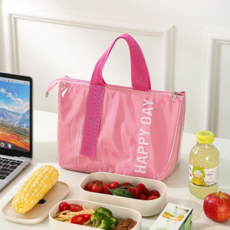 카네츠 비비드 PVC 방수 보냉 런치백, 핑크