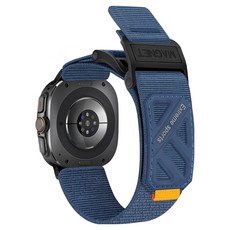HAMATE 三星Galaxy Watch Ultra Stream磁吸扣彈性尼龍錶帶, 1個, 海軍藍