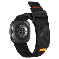하마테 갤럭시 워치 울트라 스트림 마그네틱 버클 스트레치 나일론 스트랩, 블랙, 1개