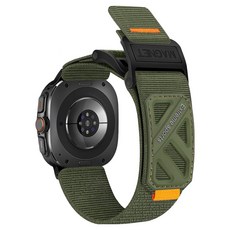 HAMATE Galaxy Watch Ultra Stream 磁吸扣彈力尼龍錶帶, 1個, 軍綠色