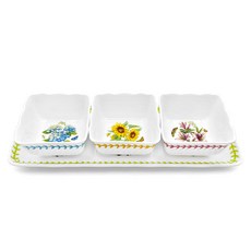 PORTmeIRION 波特玫琳恩 Botanic Garden Meadow 扇貝娛樂4件組, 1套, 扇貝盤 + 扇貝碗 3入, 混合色