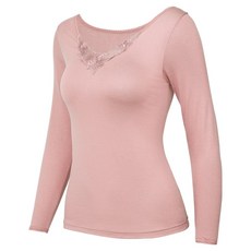 크리비아 여성용 장미 모티프 라이오셀 간절기 9부 내의 상의