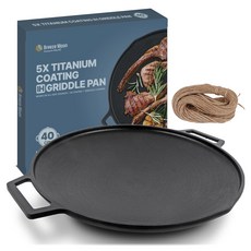 Breeze Moon 鈦金5層塗層電磁爐兩用一體成型鑄造露營烤盤 40cm, 黑色, 1個