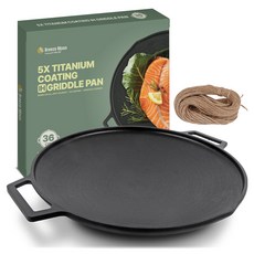 브리즈문 티타늄 5중코팅 인덕션 겸용 통주물 캠핑 그리들 팬 36cm, 블랙, 1개