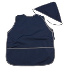 BEBE CHOUETTE 兒童款深粉彩防水無袖圍裙頭巾組