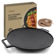 Breeze Moon 鈦金五層塗層電磁爐兩用一體成型鑄造露營烤盤 30cm, 黑色, 1個