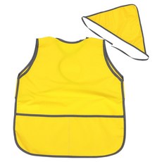 BEBE CHOUETTE 兒童款深粉彩防水無袖圍裙頭巾組