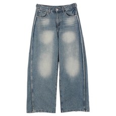 PLAYS 男款腰部下擺調節扣按扣氣球寬版丹寧褲