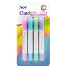 아모스 캔디 드라이 하이라이터 파스텔 형광펜 4종 세트, 분홍, 하늘, 연두, 보라, 1세트