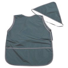 BEBE CHOUETTE 兒童款深粉彩防水無袖圍裙頭巾組