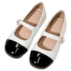 하라로이 클래식 진주 스트랩 에나멜 플랫슈즈