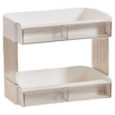 홈바 데스크탑 다용도 정리 수납랙 BRP1392, 화이트투명, 2단