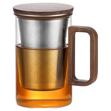 사마도요 우드핸들 티머그 티팟 500ml BC10 스텐필터, 혼합색상, 1개