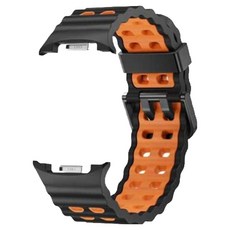 TEN BRIDGE Galaxy Watch 8 / 8 Classic 雙色海洋矽膠扣式錶帶, 1個, 黑橘色