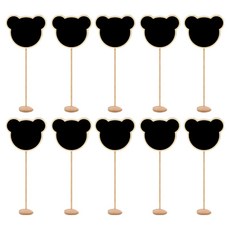 홈앤더 미니 칠판 메시지 보드 장식 + 받침대 10p 세트 곰돌이, 목재