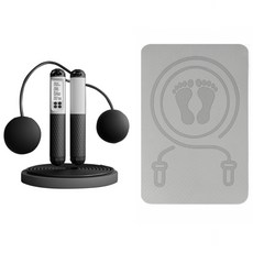 ANTIAN 負重磁控電子計數兩用跳繩+跳繩墊, 騎士黑, 1套