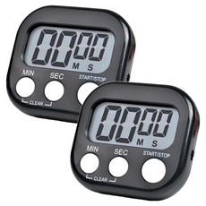 리빙메이커 주방 자석 부착형 디지털 타이머 건전지포함, 2개, 블랙