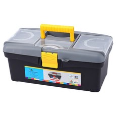 YOYOKI 專業用14吋強化雙層工具箱 黑色, 1個